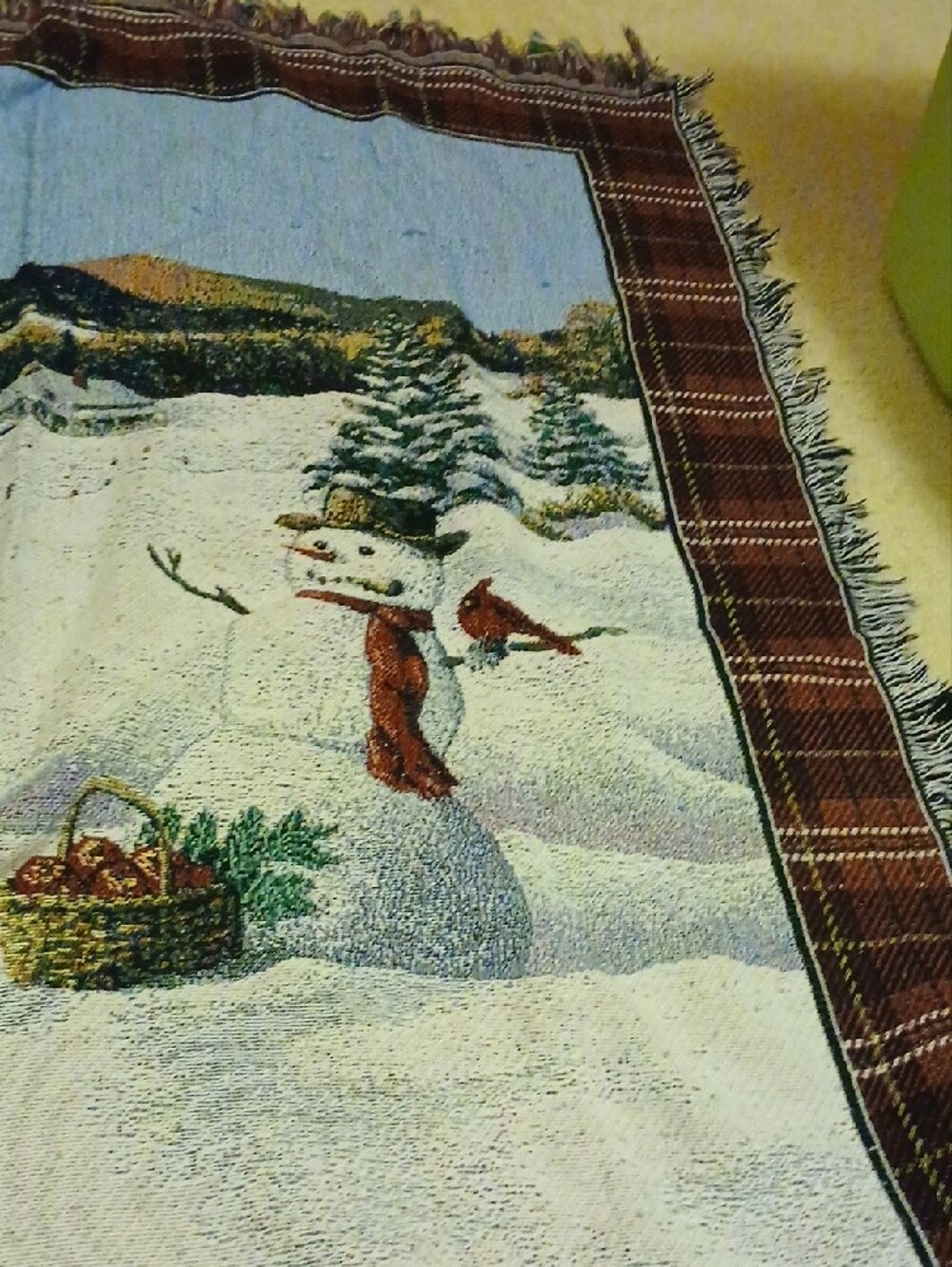 Holiday Winter Scene Decorative Throw Blanket - Green/White - Picture 2 of 6